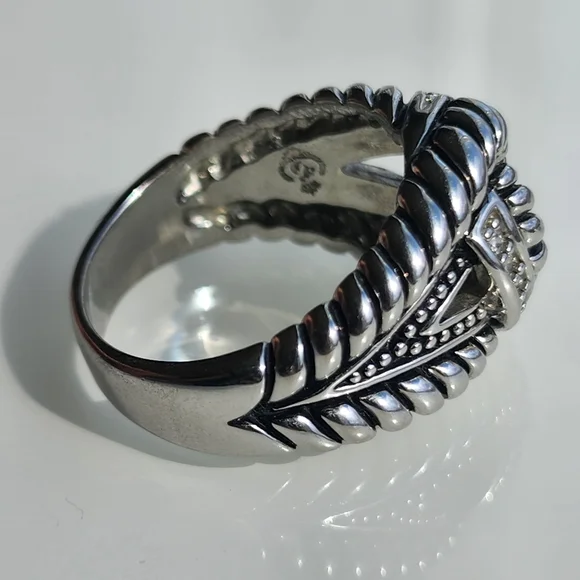 Premier Designs "Bound Together" faux rhodium plated unisex ring size 11.5 nwot - Picture 6 of 12